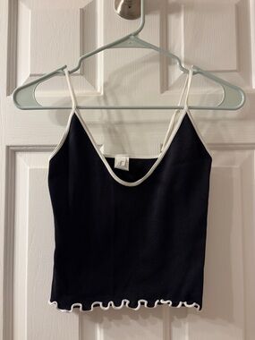 Black Cami Tank with White Contrast Trim